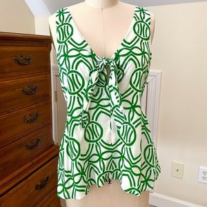 Anthropologie Maeve Green and White Tank Top